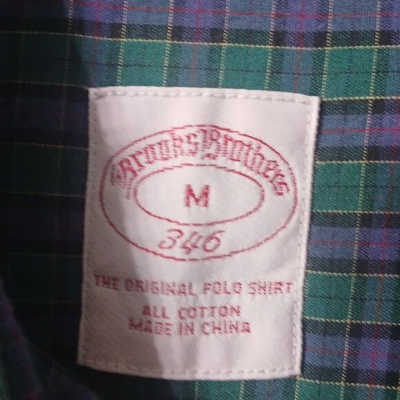 Brooks Brothers Original Polo Shirt green blue plaid long sleeve button down Sz - Picture 5 of 8